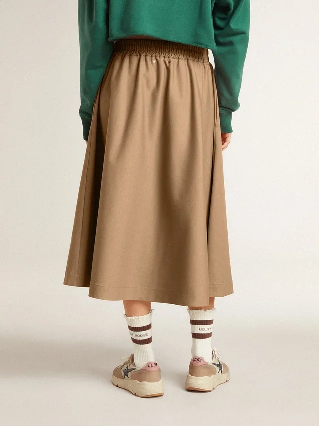 Falda circular beige para mujer