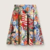 Falda de algodón para mujer con estampado multicolor
