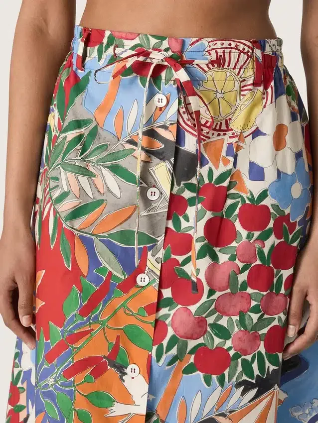 Falda de algodón para mujer con estampado multicolor