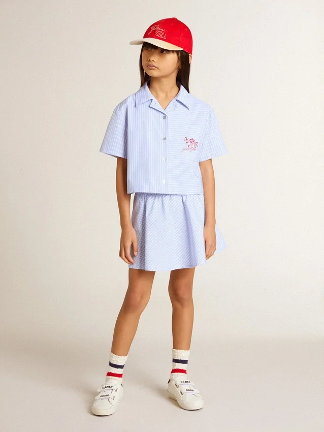 Falda para niñas con rayas azul claro