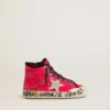 Francy Junior con lentejuelas, estrella de gamuza gris hielo y cordones con estampado animal