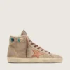 Francy para hombre en gamuza beige con estrella de cuero marrón y cuentas de colores