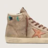 Francy para hombre en gamuza beige con estrella de cuero marrón y cuentas de colores