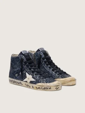 Francy para mujer en azul oscuro con purpurina y estrella blanca