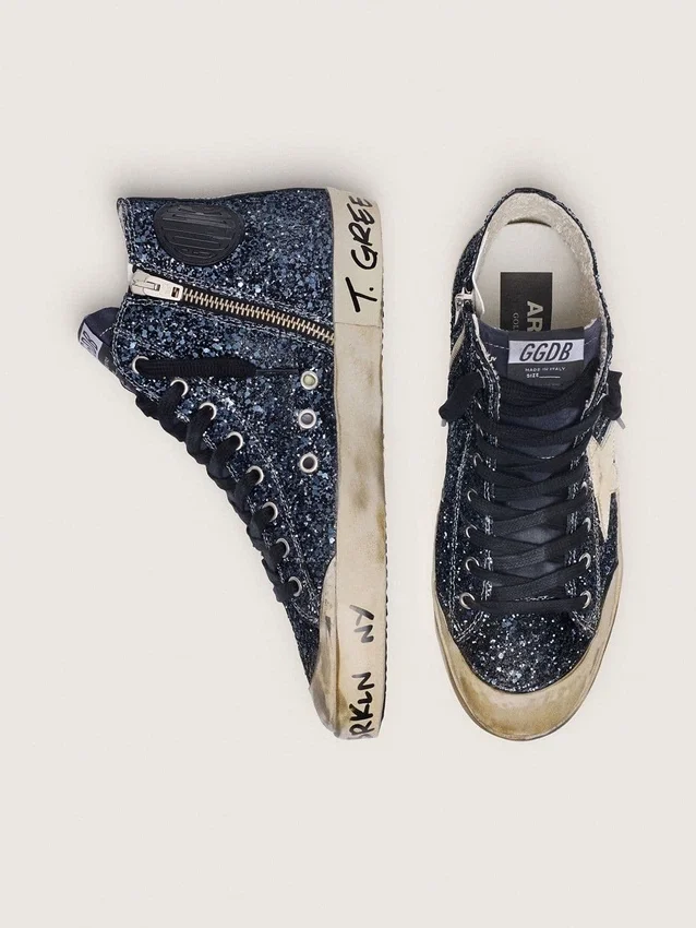 Francy para mujer en azul oscuro con purpurina y estrella blanca