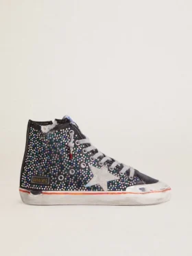 Francy Penstar LAB para hombre en lona negra con pedrería multicolor