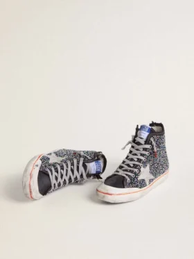 Francy Penstar LAB para hombre en lona negra con pedrería multicolor