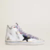 Francy Penstar LAB para mujer con estrella de cuero negro y tachuelas multicolores