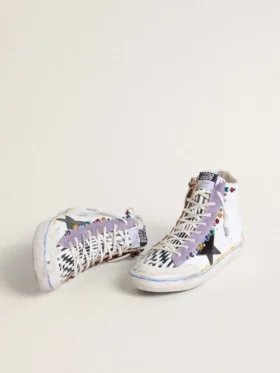 Francy Penstar LAB para mujer con estrella de cuero negro y tachuelas multicolores