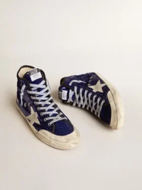 Francy Penstar para mujer en lentejuelas de color azul brillante con estrella de gamuza gris hielo