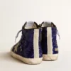 Francy Penstar para mujer en lentejuelas de color azul brillante con estrella de gamuza gris hielo