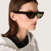 Gafas de sol de estilo rectangular con marco color marrón habana