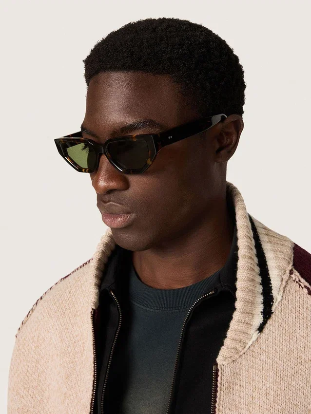 Gafas de sol de estilo rectangular con marco color marrón habana