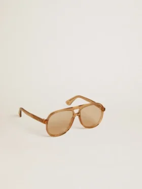 Gafas de sol estilo aviador con montura y lentes color miel