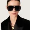 Gafas de sol estilo aviador con montura y lentes negras