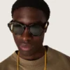 Gafas de sol Panthos de estilo cuadrado con montura color marrón habana y lentes verdes