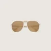 Gafas de sol tipo aviador Charlie con montura blanco perla y lentes doradas