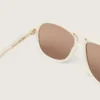 Gafas de sol tipo aviador Charlie con montura blanco perla y lentes doradas