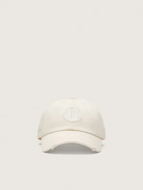 Gorra de béisbol Journey de sarga de algodón blanca con parche y bordado de golden goose