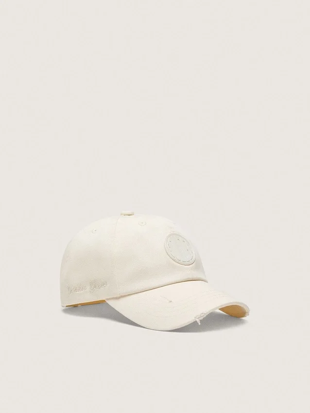 Gorra de béisbol Journey de sarga de algodón blanca con parche y bordado de golden goose