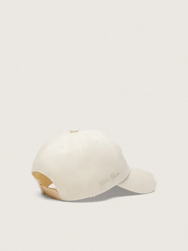 Gorra de béisbol Journey de sarga de algodón blanca con parche y bordado de golden goose
