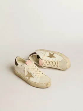 Hi Star con estrella de cuero metalizado platino y lengüeta del talón con purpurina