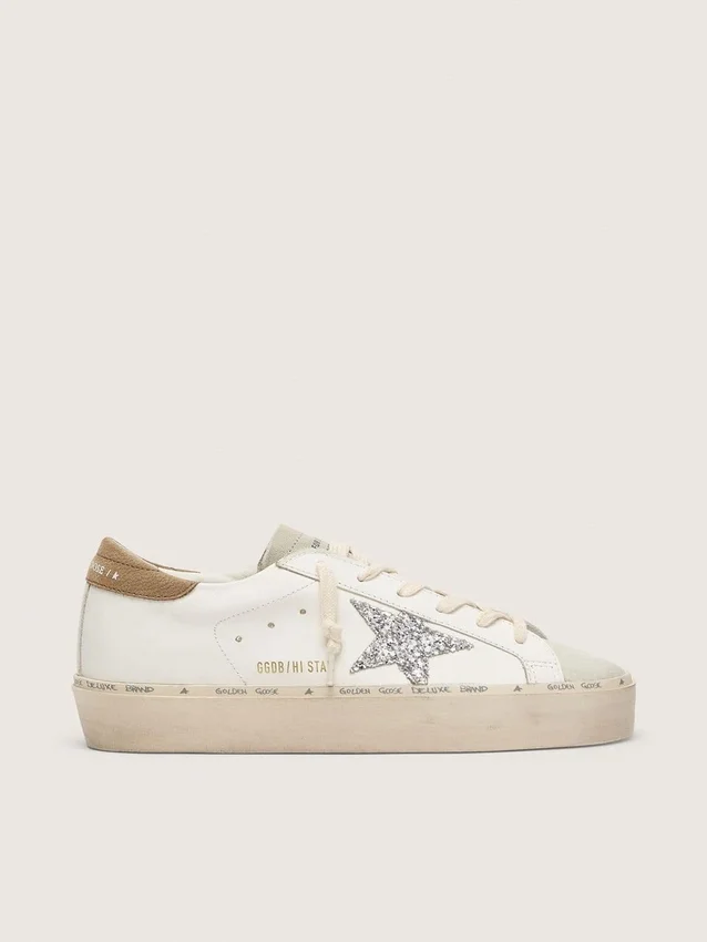 Hi Star para mujer con estrella plateada con purpurina y lengüeta del talón de nubuck gris paloma