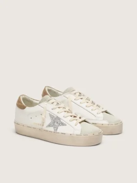 Hi Star para mujer con estrella plateada con purpurina y lengüeta del talón de nubuck gris paloma