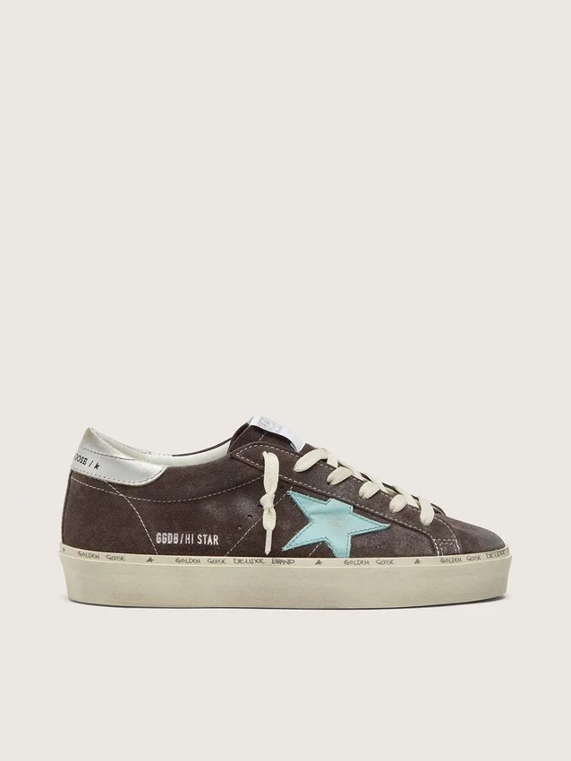 Hi Star para mujer en gamuza gris oscuro con estrella verde aguamarina