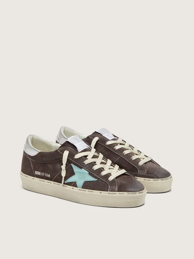 Hi Star para mujer en gamuza gris oscuro con estrella verde aguamarina