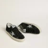 Hi Star para mujer en gamuza negra con estrella de cristales Swarovski plateados