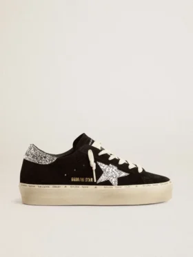 Hi Star para mujer en gamuza negra con estrella plateada brillante