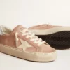 Hi Star para mujer en gamuza rosa con estrella color crema y lengüeta del talón de cuero plateado