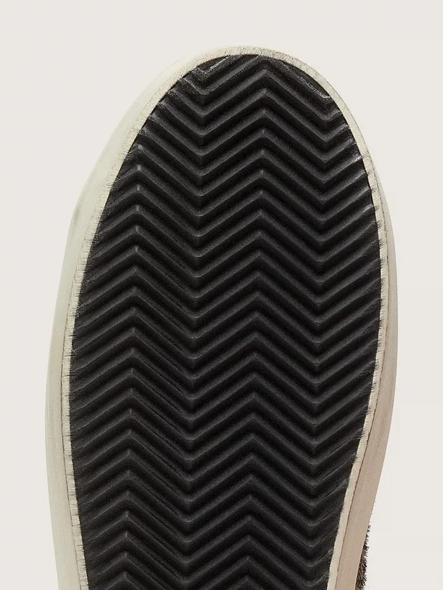 Hi Star para mujer en piel de potro en blanco y negro con estrella de cuero blanco