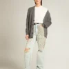 Jeans blanqueados para mujer con cristales cabujón