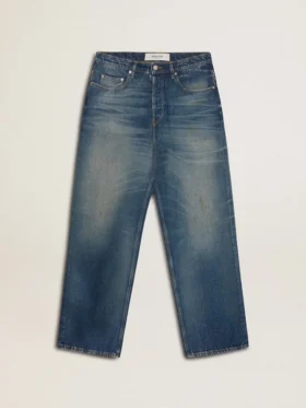 Jeans de corte holgado y lavado medio para hombre CNY