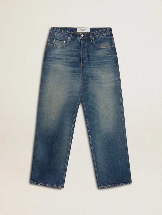 Jeans de corte holgado y lavado medio para hombre CNY