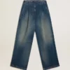 Jeans de mujer de corte ancho y lavado medio CNY