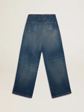 Jeans de mujer de corte ancho y lavado medio CNY