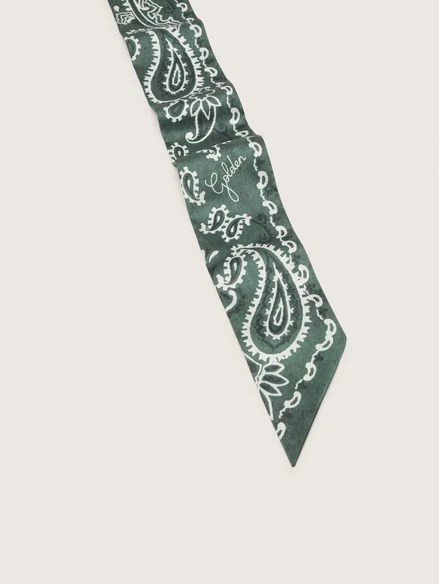 Juego de dos cintas de sarga con diseño de paisley verde