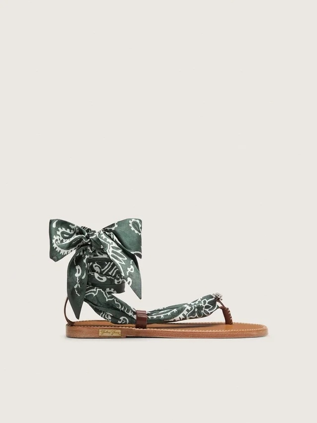 Juego de dos cintas de sarga con diseño de paisley verde
