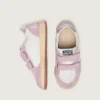 Junior Ball Star en cuero blanco con estrella de cuero plateado metalizado e inserciones de gamuza lila