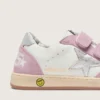 Junior Ball Star en cuero blanco con estrella de cuero plateado metalizado e inserciones de gamuza lila