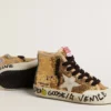 Las Francy Penstar para niños con lentejuelas doradas y estrella de gamuza gris hielo