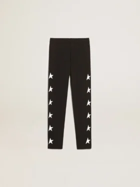 Leggings negros para niñas con estrellas blancas en los costados