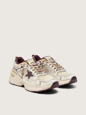 Lightstar CNY para hombre en malla blanca y cuero con estrella de TPU color rojo vino