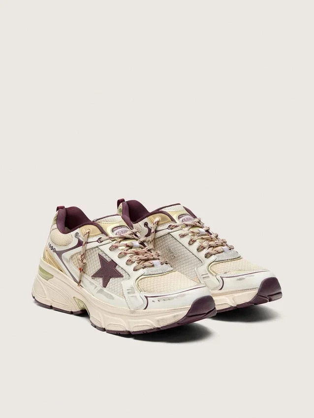 Lightstar CNY para hombre en malla blanca y cuero con estrella de TPU color rojo vino