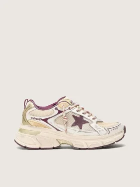 Lightstar CNY para mujer en malla blanca y cuero con estrella de TPU color rojo vino