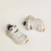 Lightstar Junior en cuero blanco y malla con estrella de cuero blanco