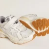 Lightstar Junior en cuero blanco y malla con estrella de cuero blanco